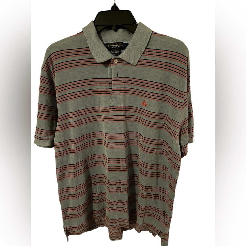 Brooks Brothers original fit polo blue striped size L